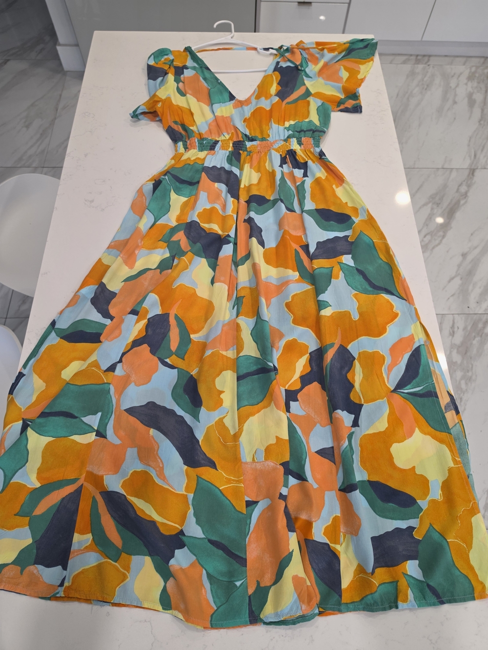 Orange Floral Maxi Dress with Green Accents - Women - Picture 5 of 11